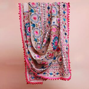 House of Kara Pink Phulkari Dupatta House of Kara Pink Phulkari Dupatta