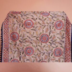 Blue Cream Pompom Phulkari Dupatta