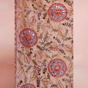 Blue Cream Pompom Phulkari Dupatta