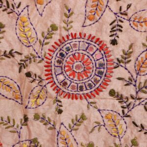 Blue Cream Pompom Phulkari Dupatta