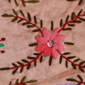 House of Kara Pink Floral Pattern Phulkari Dupatta