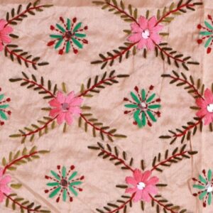 House of Kara Pink Floral Pattern Phulkari Dupatta