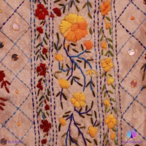 House of Kara Red Pompom Phulkari Dupatta